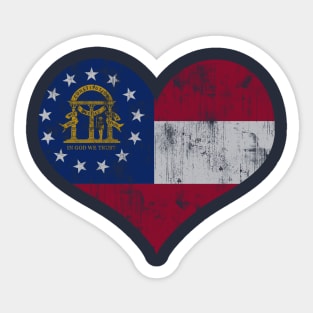 Vintage Flag of Georgia Heart Sticker